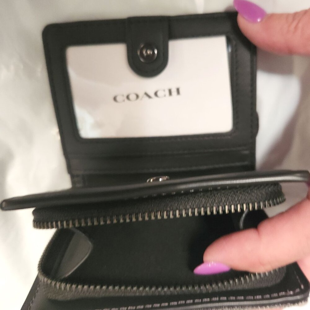 Coach Snap Wallet Gray Denim and Leather - NWT - Picture 5 of 8